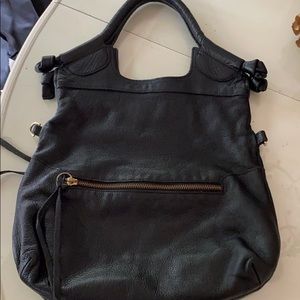 Black leather bag